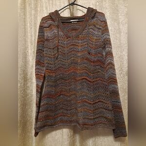 Sweater tunic style hooded pullover